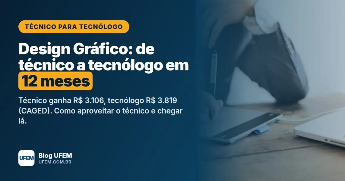 Técnico para Tecnólogo em Design Gráfico: diploma de tecnólogo em 12 meses pela UFEM